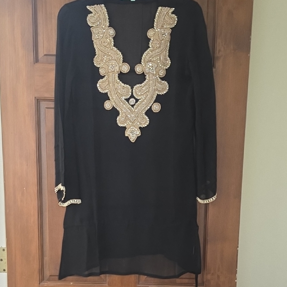Black Coverup with Gold Embellishments